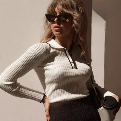 Damen Feinstrickpullover mit klassischem Kragen - Évanie