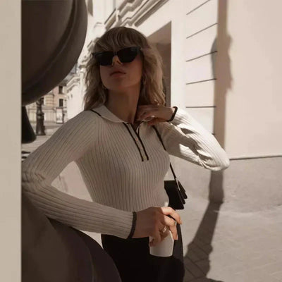 Damen Feinstrickpullover mit klassischem Kragen - Évanie