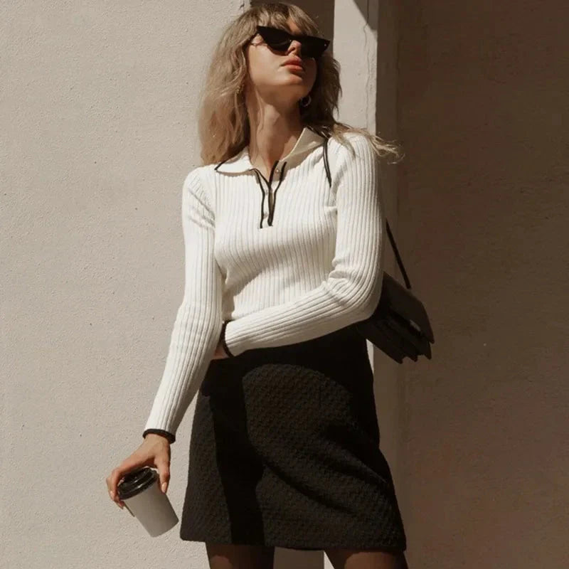 Damen Feinstrickpullover mit klassischem Kragen - Évanie