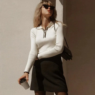 Damen Feinstrickpullover mit klassischem Kragen - Évanie