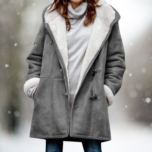 Vania Fleece Wildlederjacke mit halblanger Kapuze