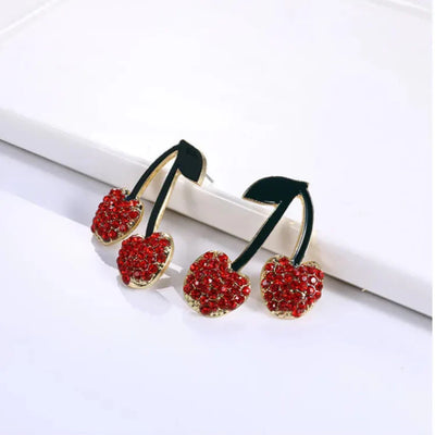 Kirschrote Sommerkristall-Ohrringe für Frauen - Anika