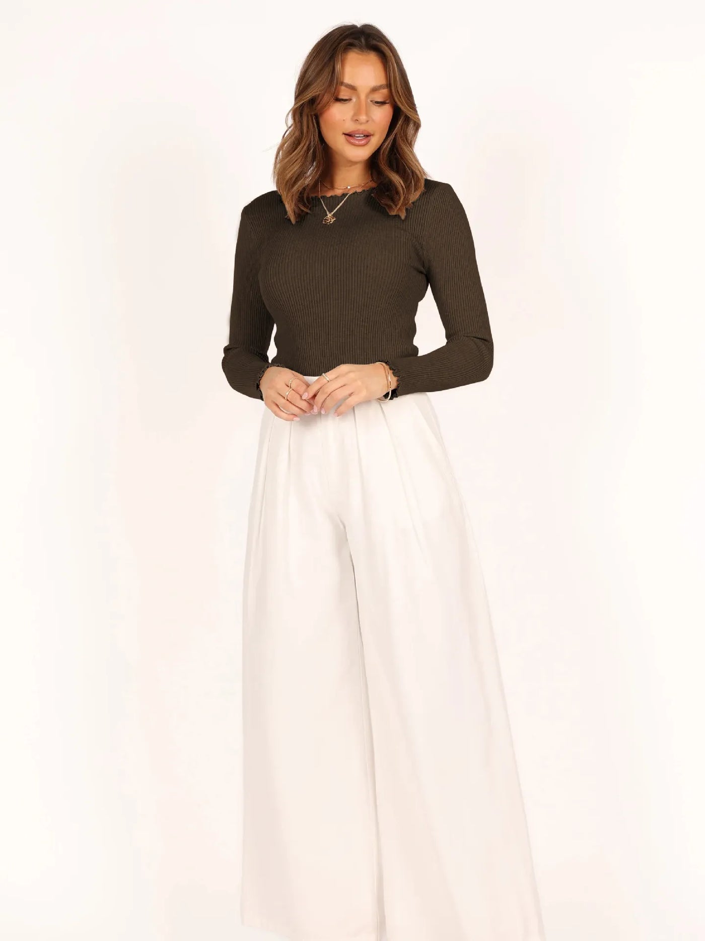 Langärmeliges Damen-Top mit Rundhalsausschnitt - Leni