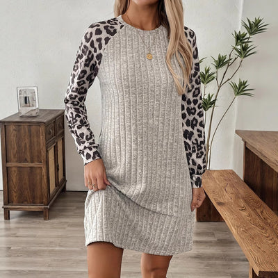 Damen Kleid Langarm Strick Animal Print - Sophie