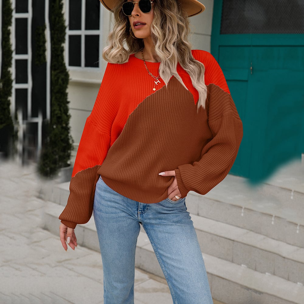 Zweifarbiger Damen-Strickpullover - Alvéra