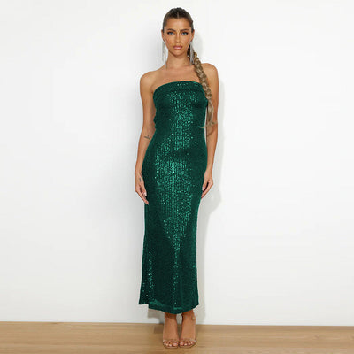 Trägerloses Damenkleid mit Pailletteneffekt - Rylena