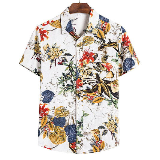 Retro Herren Kurzarm Hemd im coolen Blumen Design