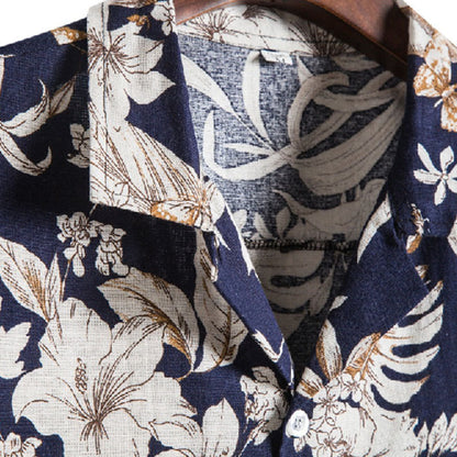 Stylisches Herren Kurzarm Hemd mit Blumen Design