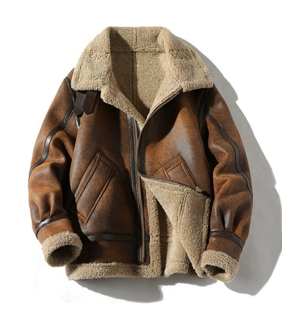 Retro-Jacke in Lederoptik mit Fleece-Futter - Derval