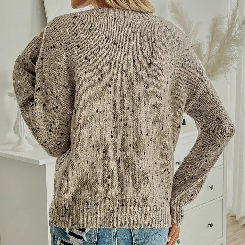 Damenstrickpullover mit meliertem Strick, lässiger Stil - Elora