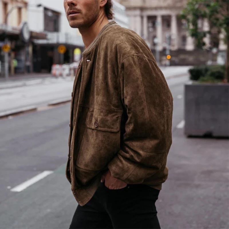 Herrenjacke in Wildlederoptik mit Taschen - Remy