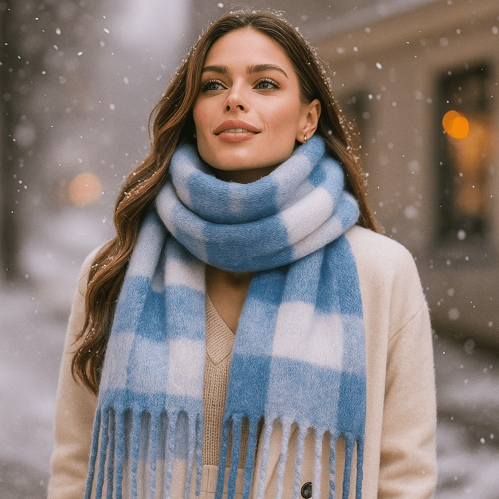 Karierter Damenschal mit weichem und elegantem Effekt - Karmin