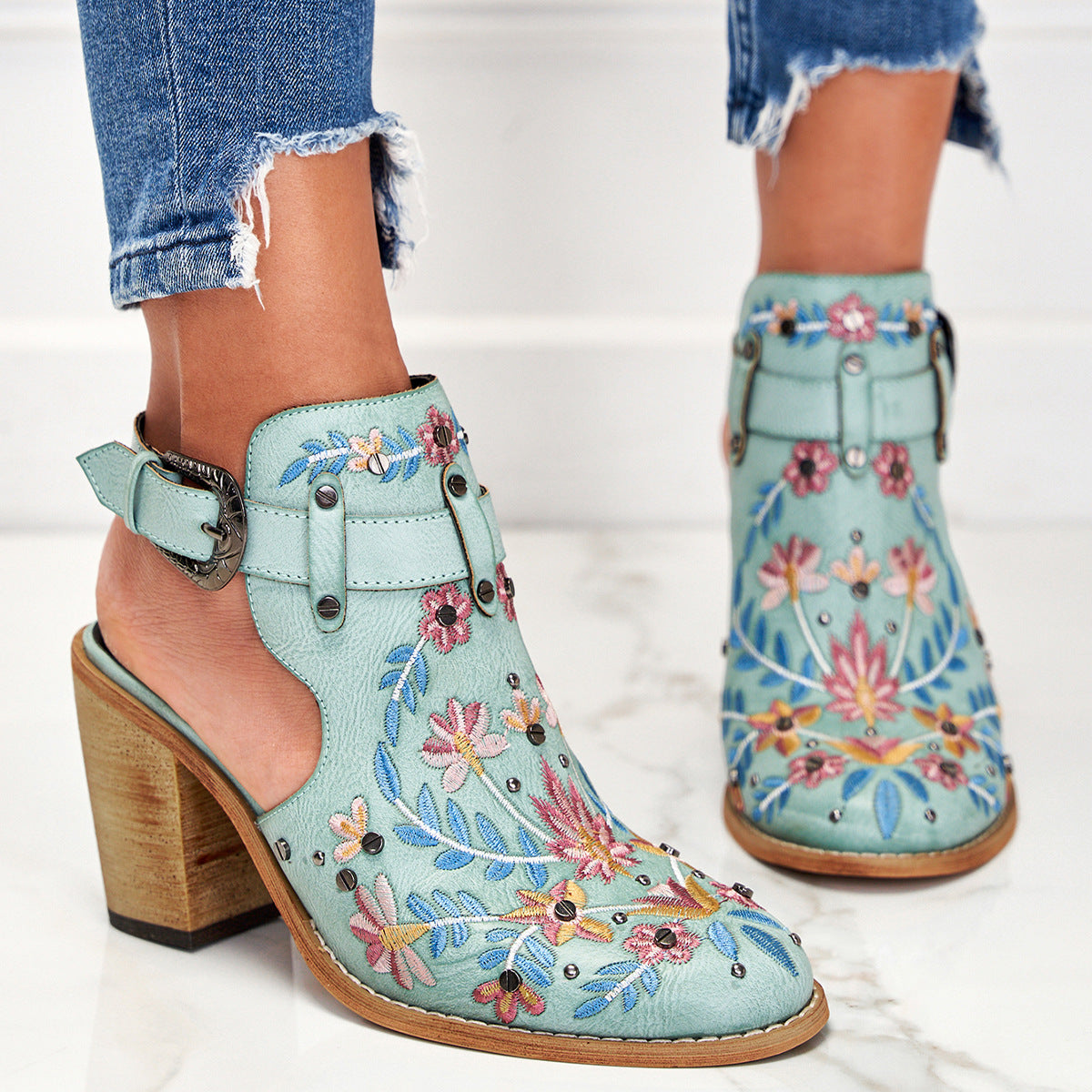 Nina - Broderie Florale Schuhe