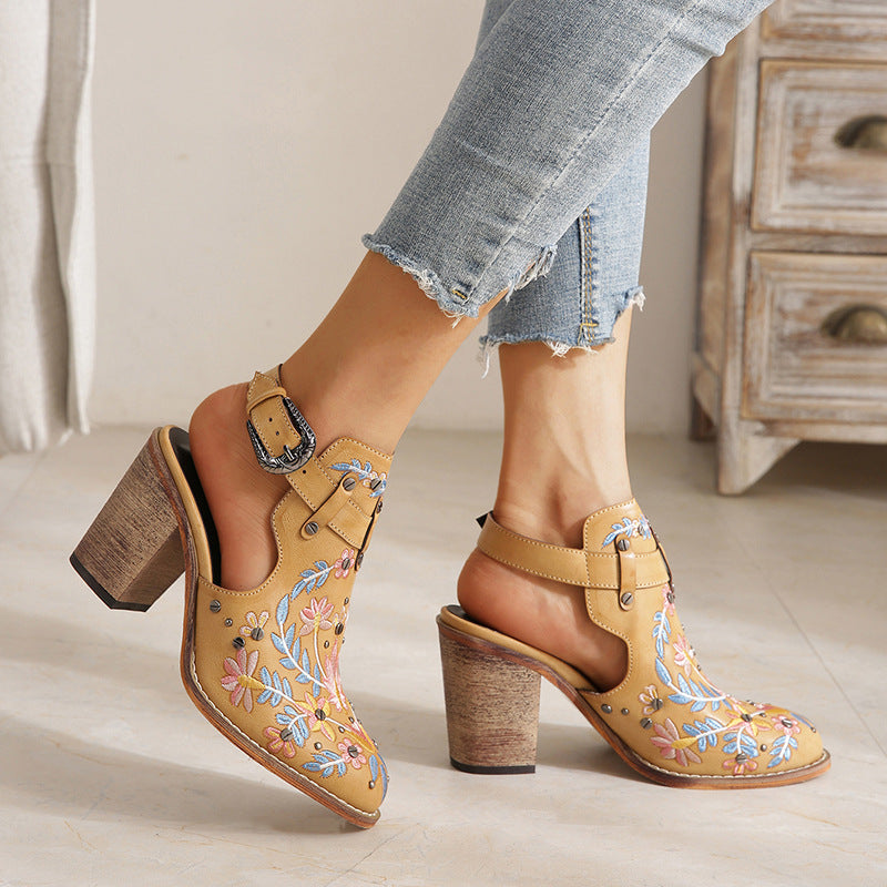 Nina - Broderie Florale Schuhe